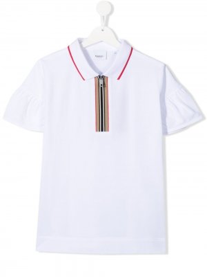 Рубашка поло с полосками Icon Stripe Burberry Kids. Цвет: белый