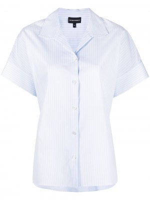 Рубашка в тонкую полоску с короткими рукавами Emporio Armani. Цвет: синий