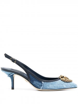 Джинсовые туфли с аппликацией Sacred Heart Dolce & Gabbana. Цвет: синий