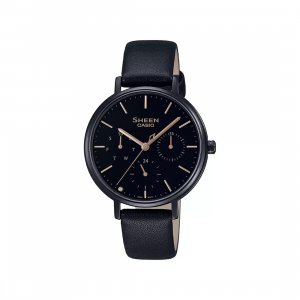 Женские часы с черным кожаным ремешком, Black Leather Women s Watch, Casio