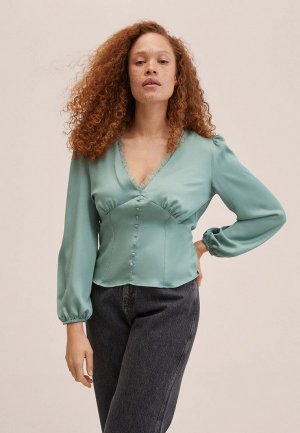 Блуза Mango. Цвет: бирюзовый