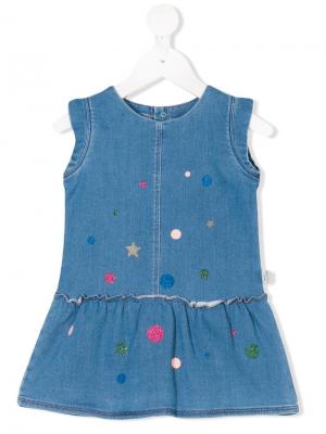 Джинсовое платье с мелким узором Little Marc Jacobs. Цвет: синий