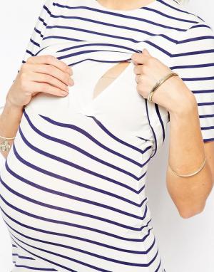 Двухслойное облегающее платье в полоску для беременных ASOS Maternity - Nursing. Цвет: мульти