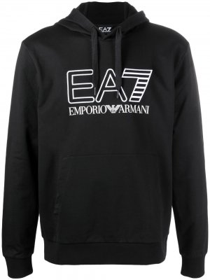 Худи с логотипом Ea7 Emporio Armani. Цвет: черный