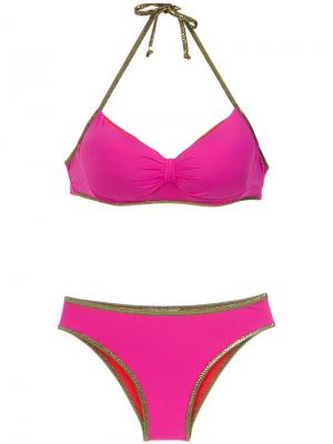Gold-tone trimming bikini set Amir Slama. Цвет: розовый