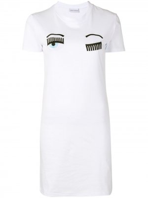 Платье мини с вышивкой Chiara Ferragni. Цвет: белый