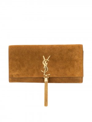 Клатч с кисточкой и монограммой Yves Saint Laurent Pre-Owned. Цвет: коричневый