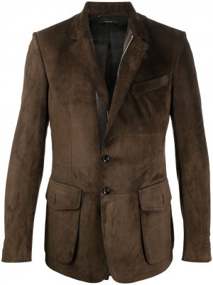 Однобортный пиджак на молнии TOM FORD. Цвет: коричневый
