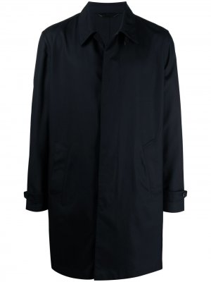 Однобортное пальто с потайной застежкой Brioni. Цвет: синий