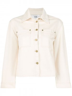 Джинсовая куртка с укороченными рукавами Victoria Beckham. Цвет: нейтральные цвета