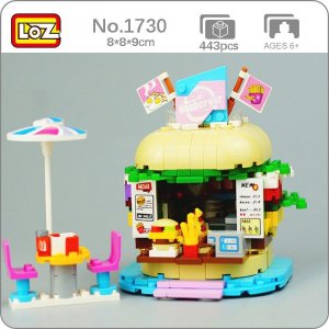 1730 Dream Парк развлечений, магазин гамбургеров, продовольственный магазин, модель ресторана, DIY мини-блоки, кирпичи, строительные игрушки без коробки LOZ