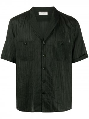 Рубашка с короткими рукавами и воротником-шалькой Saint Laurent. Цвет: зеленый