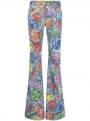 Расклешенные джинсы с принтом Medusa Amplified Versace. Цвет: синий