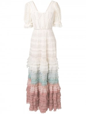 Многослойное платье с оборками Jonathan Simkhai. Цвет: белый