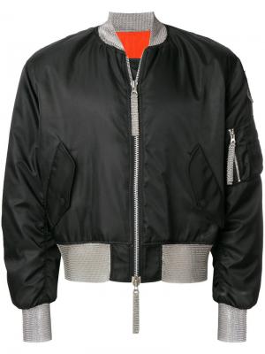 Куртка-бомбер с кольчужными вставками KTZ. Цвет: черный