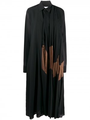 Шифоновое платье-рубашка со складками Jil Sander. Цвет: черный