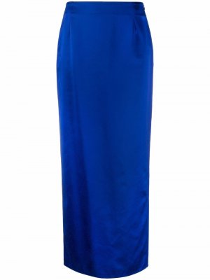 Атласная юбка с завышенной талией Raf Simons. Цвет: синий