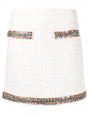 Декорированная твидовая юбка Blumarine. Цвет: белый