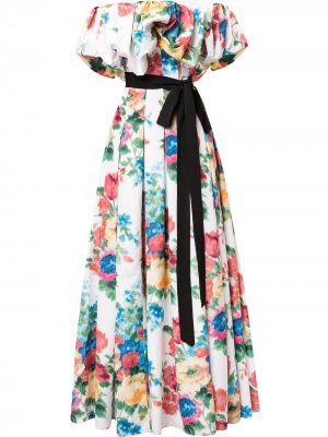 Вечернее платье с открытыми плечами и оборками Carolina Herrera. Цвет: разноцветный