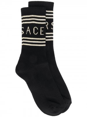 Носки с логотипом Versace. Цвет: черный