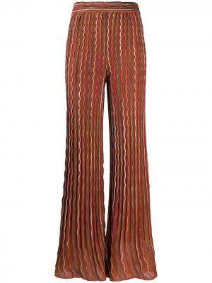 Расклешенные брюки с прозрачными вставками M Missoni. Цвет: коричневый