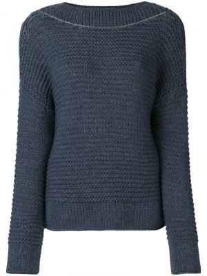 Трикотажный свитер с бисерной отделкой Fabiana Filippi. Цвет: синий