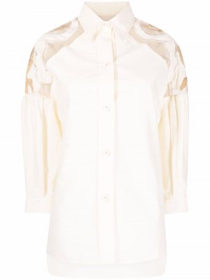 Блузка с прозрачной вставкой Gentry Portofino. Цвет: нейтральные цвета
