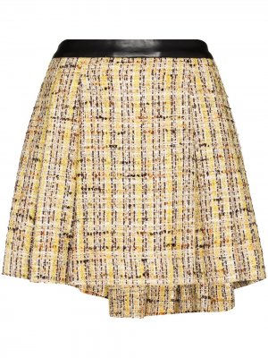 Твидовая мини-юбка со складками Natasha Zinko. Цвет: желтый