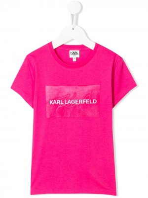 Футболка с логотипом Karl Lagerfeld Kids. Цвет: розовый