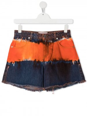 Джинсовые шорты с принтом тай-дай Alberta Ferretti Kids. Цвет: оранжевый