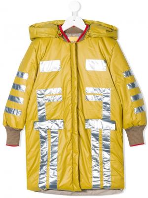 Пальто на молнии с контрастной отделкой #Mumofsix. Цвет: желтый