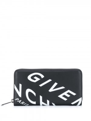 Кошелек с круговой молнией и логотипом Givenchy. Цвет: черный