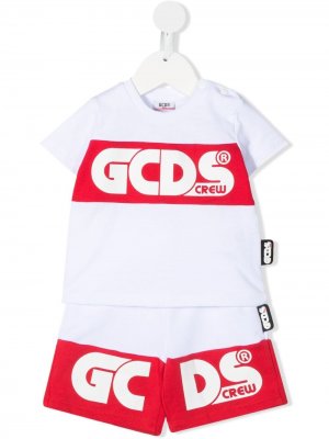 Комплект из шортов и футболки в стиле колор-блок Gcds Kids. Цвет: белый