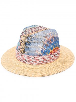 Плетеная шляпа с узором зигзаг Missoni Mare. Цвет: нейтральные цвета