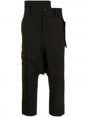 Укороченные брюки с низким шаговым швом Yohji Yamamoto. Цвет: черный