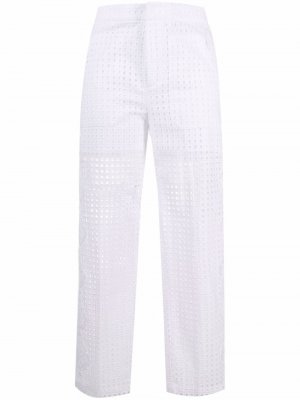 Укороченные брюки с английской вышивкой Pinko. Цвет: белый