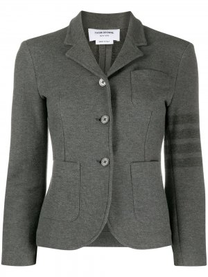 Твиловый пиджак с полосками 4-Bar Thom Browne. Цвет: серый