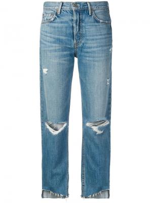 Рваные укороченные джинсы Grlfrnd. Цвет: синий