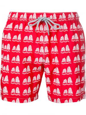 Пляжные шорты с принтом Capricode. Цвет: красный