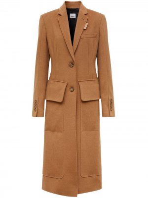 Однобортное пальто с заостренными лацканами Burberry. Цвет: коричневый