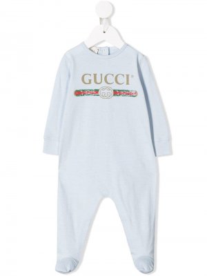 Комбинезон для новорожденного с логотипом Gucci Kids. Цвет: синий