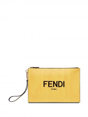 Клатч с логотипом Fendi. Цвет: желтый