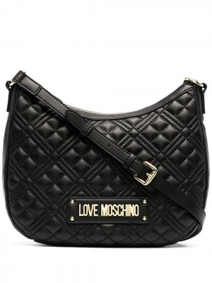 Стеганая сумка на плечо с логотипом Love Moschino. Цвет: черный