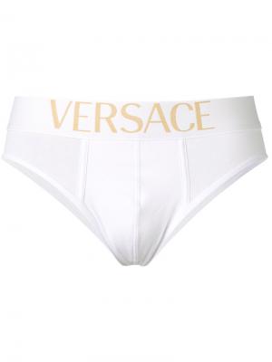 Трусы с логотипом Versace. Цвет: белый