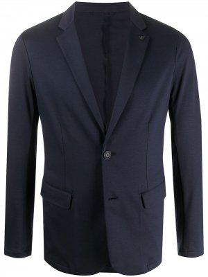 Пиджак с булавкой на лацкан Emporio Armani. Цвет: синий