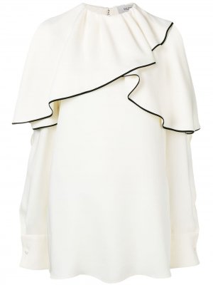 Блузка с оборками Valentino. Цвет: белый