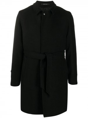 Однобортное пальто с поясом Tagliatore. Цвет: черный
