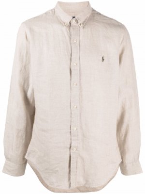 Рубашка с длинными рукавами и вышитым логотипом Polo Ralph Lauren. Цвет: нейтральные цвета