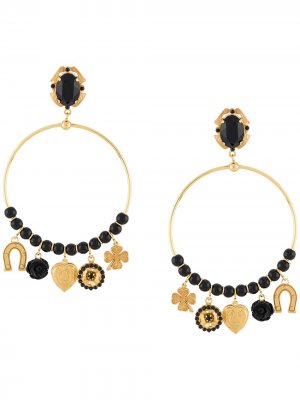 Серьги-кольца с подвесками Dolce & Gabbana. Цвет: золотистый