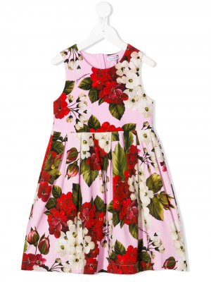 Платье с цветочным принтом Dolce & Gabbana Kids. Цвет: розовый